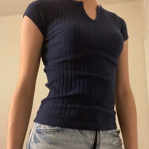 Navy Blue Striped Top